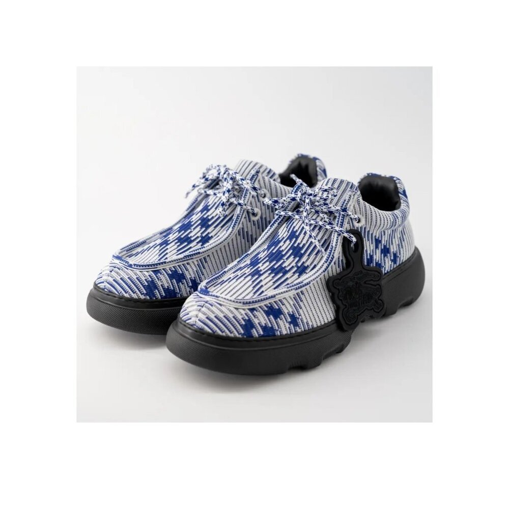 Burberry Creeper Check Pattern Woven Lace Up Derby Shoes Mens 9 US / 42 Euro NIB